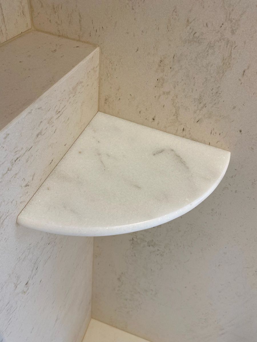 Premium 2CM X 9" White Marble Shower Corner Shelf Caddy
